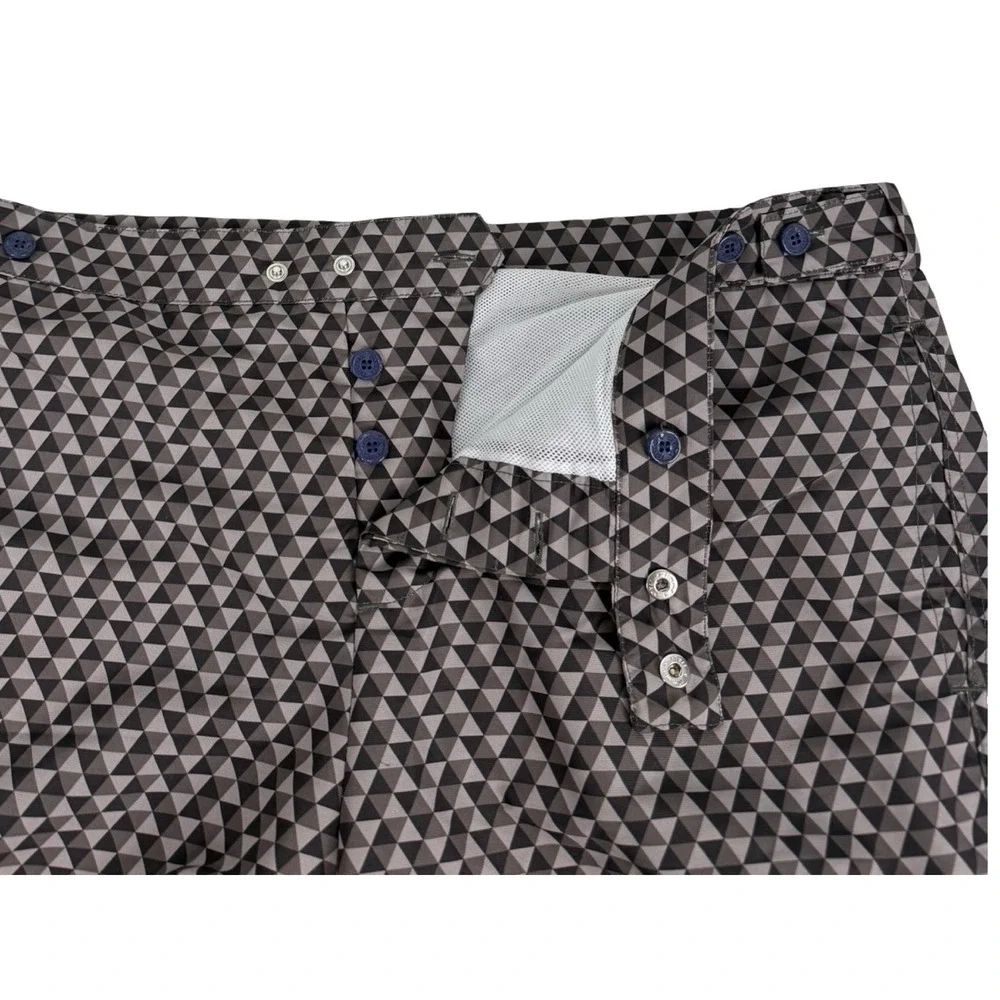 Frescobol Carioca x Aman Mens 36 Shorts Printed Swim Brown Tan Lined Casual EUC
